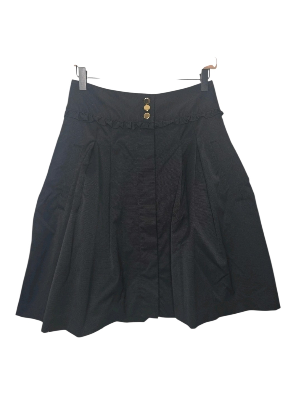 Cynthia Steffe Womens Black Pique Knit Ruffle Trim A Line Skirt Size 6